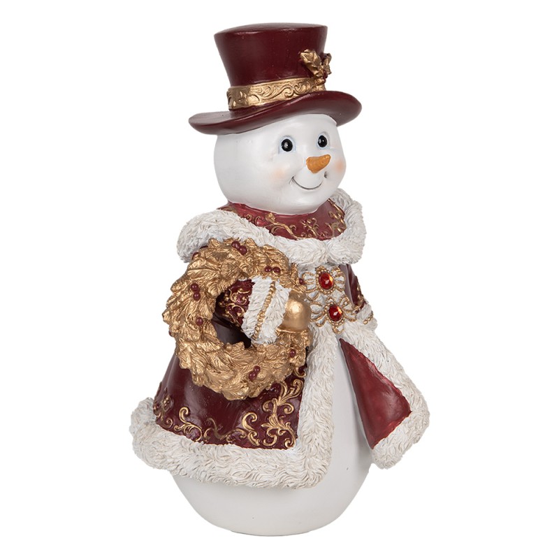 Clayre & Eef Statuetta decorativa Pupazzo di neve 15x14x24 cm Bianco Plastica