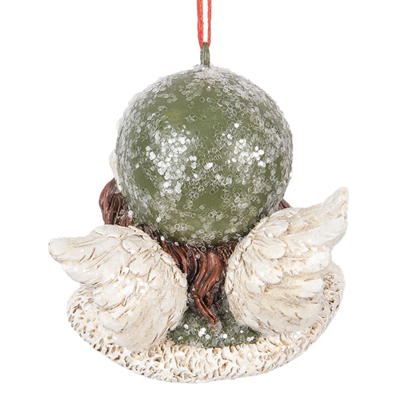 Clayre & Eef Pendentif de Noël Ange 7x7x7 cm Vert Plastique