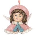 Clayre & Eef Pendentif de Noël Ange 8x7x7 cm Rose Plastique