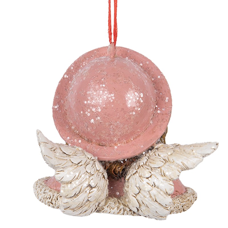 Clayre & Eef Pendentif de Noël Ange 8x7x7 cm Rose Plastique