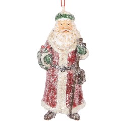 Clayre & Eef Pendentif de Noël Père Noël 5x4x12 cm Rouge Plastique