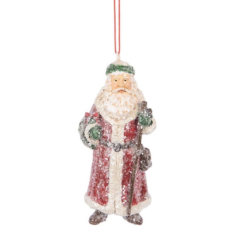 Clayre & Eef Pendentif de Noël Père Noël 5x4x12 cm Rouge Plastique