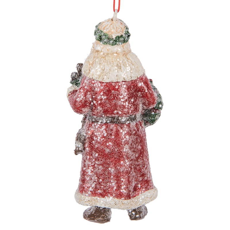 Clayre & Eef Pendentif de Noël Père Noël 5x4x12 cm Rouge Plastique