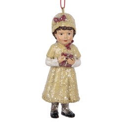 Clayre & Eef Pendentif de Noël Enfant 4x4x11 cm Vert Plastique