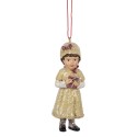 Clayre & Eef Pendentif de Noël Enfant 4x4x11 cm Vert Plastique