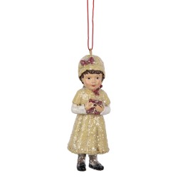 Clayre & Eef Pendentif de Noël Enfant 4x4x11 cm Vert Plastique