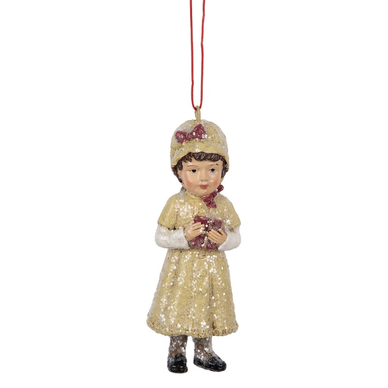 Clayre & Eef Pendentif de Noël Enfant 4x4x11 cm Vert Plastique