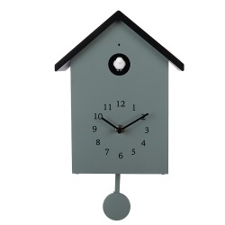 Clayre & Eef Pendule à coucou 20x10x26 cm Vert Plastique