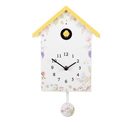 Clayre & Eef Cuckoo clock 20x10x26 cm White Plastic
