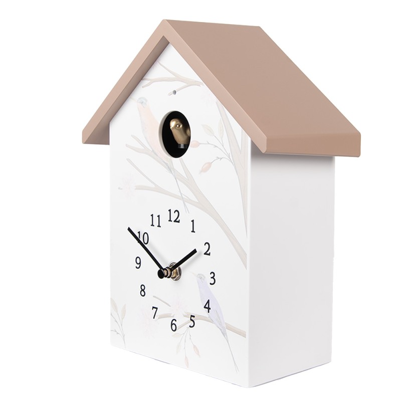 Clayre & Eef Pendule à coucou 20x10x26 cm Blanc Plastique