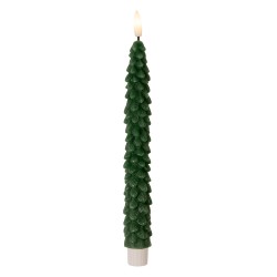 Clayre & Eef Lot de 2 bougies LED de dîner Ø 3x25 cm Vert Cire