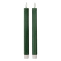 Clayre & Eef Lot de 2 bougies LED de dîner Ø 2x25 cm Vert Cire