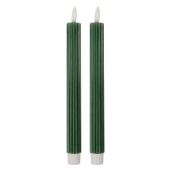 Clayre & Eef Lot de 2 bougies LED de dîner Ø 2x25 cm Vert Cire