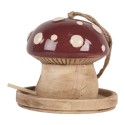 Clayre & Eef Decorazione casa degli uccelli Fungo Ø 13x13 cm Beige Rosso Ceramica