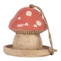 Clayre & Eef Decorazione casa degli uccelli Fungo Ø 13x13 cm Beige Rosa Ceramica