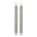 Clayre & Eef Lot de 2 bougies LED de dîner Ø 2x25 cm Gris Cire
