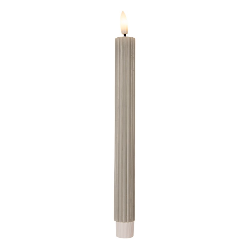 Clayre & Eef Lot de 2 bougies LED de dîner Ø 2x25 cm Gris Cire
