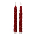 Clayre & Eef Lot de 2 bougies LED de dîner Ø 3x25 cm Rouge Cire
