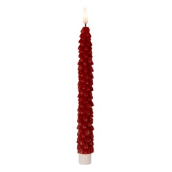 Clayre & Eef Lot de 2 bougies LED de dîner Ø 3x25 cm Rouge Cire
