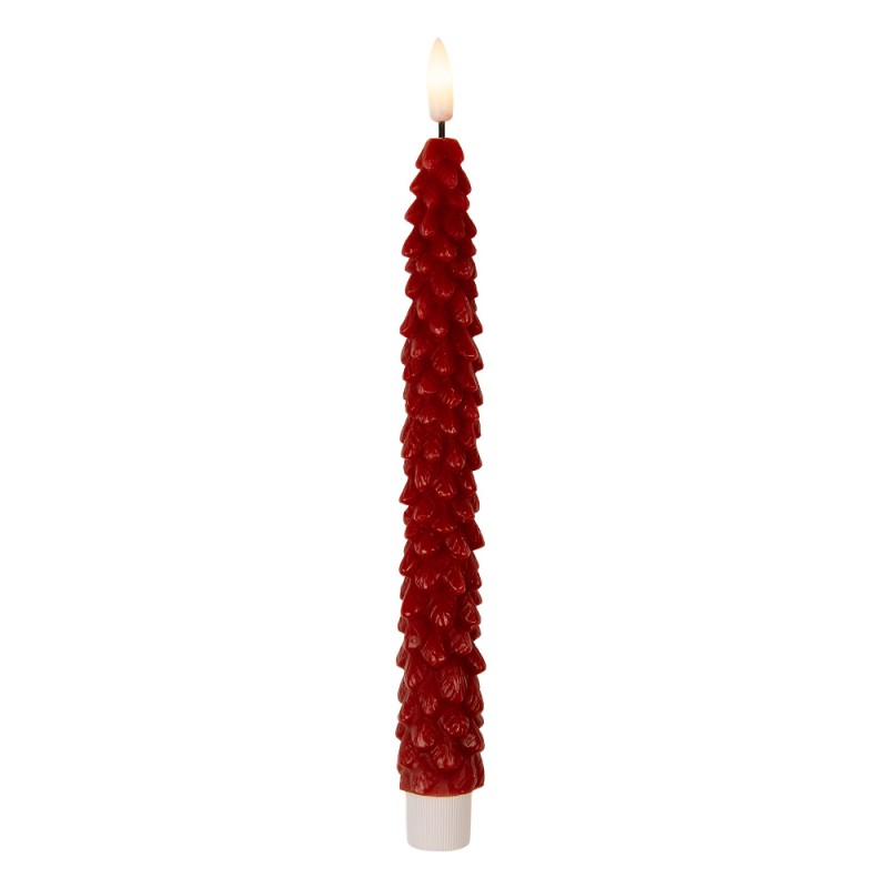 Clayre & Eef Lot de 2 bougies LED de dîner Ø 3x25 cm Rouge Cire