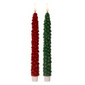 Clayre & Eef Lot de 2 bougies LED de dîner Ø 3x25 cm Rouge Cire