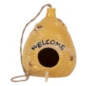 Clayre & Eef Decorazione casa degli uccelli Ø 11x14 cm Giallo Ceramica