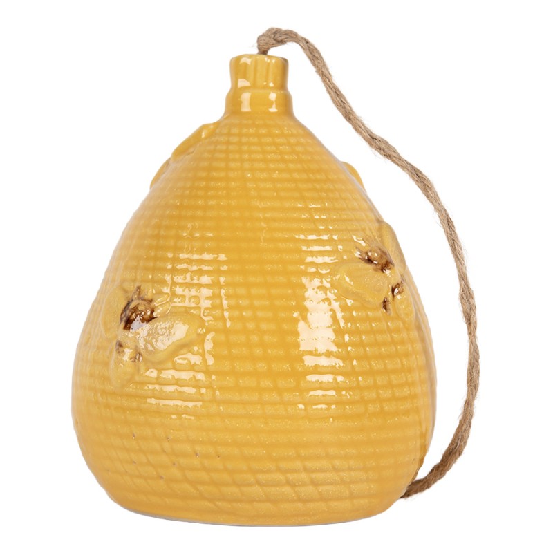Clayre & Eef Decorazione casa degli uccelli Ø 11x14 cm Giallo Ceramica