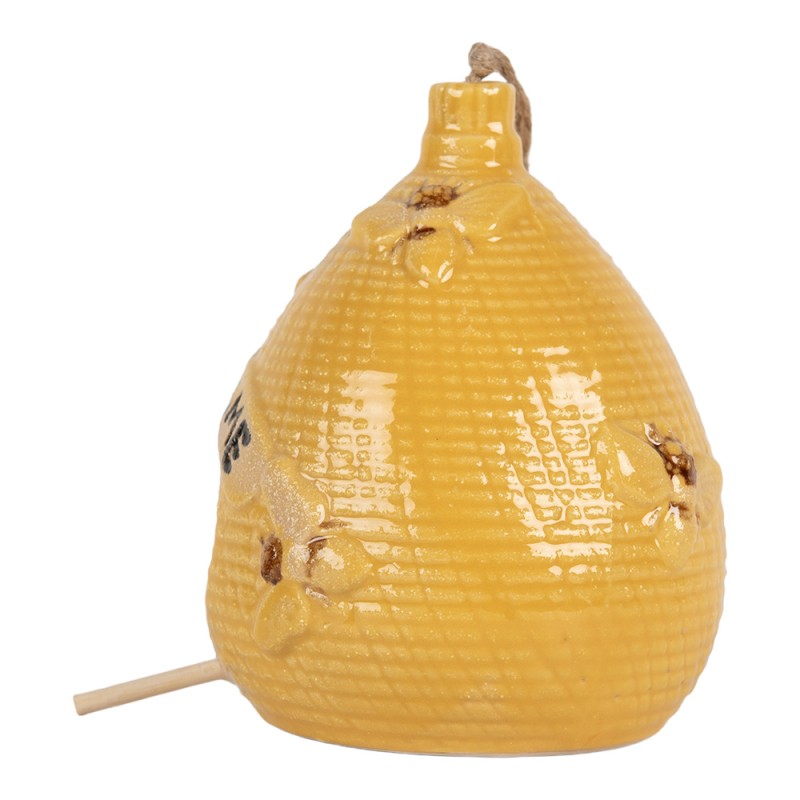 Clayre & Eef Decorazione casa degli uccelli Ø 11x14 cm Giallo Ceramica