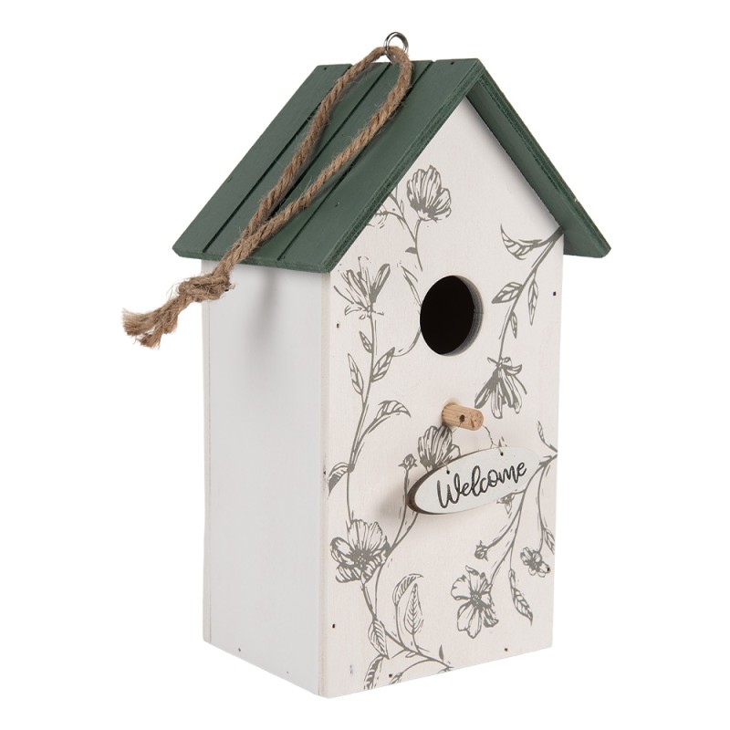 Clayre & Eef Casette per uccelli 15x10x22 cm Bianco Legno
