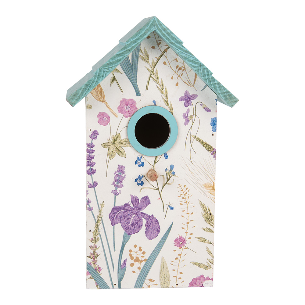 Clayre & Eef Vogelhuis 15x10x22 cm Wit Hout afbeelding