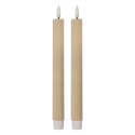 Clayre & Eef Lot de 2 bougies LED de dîner Ø 2x25 cm Beige Cire