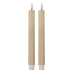 Clayre & Eef Lot de 2 bougies LED de dîner Ø 2x25 cm Beige Cire