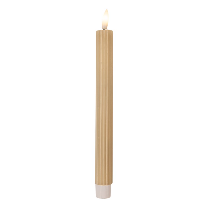 Clayre & Eef Lot de 2 bougies LED de dîner Ø 2x25 cm Beige Cire