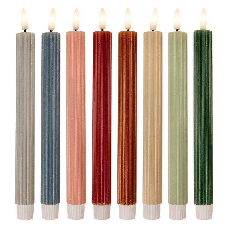 Clayre & Eef Lot de 2 bougies LED de dîner Ø 2x25 cm Beige Cire
