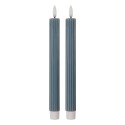 Clayre & Eef Set di 2 candele da cena a LED Ø 2x25 cm Blu Cera