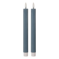 Clayre & Eef Lot de 2 bougies LED de dîner Ø 2x25 cm Bleu Cire