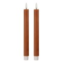 Clayre & Eef Lot de 2 bougies LED de dîner Ø 2x25 cm Marron Cire