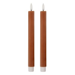 Clayre & Eef Lot de 2 bougies LED de dîner Ø 2x25 cm Marron Cire