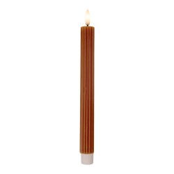Clayre & Eef Set di 2 candele da cena a LED Ø 2x25 cm Marrone Cera