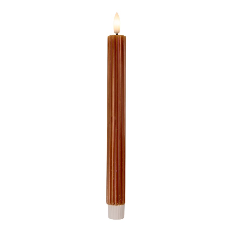 Clayre & Eef Lot de 2 bougies LED de dîner Ø 2x25 cm Marron Cire