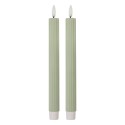 Clayre & Eef Set di 2 candele da cena a LED Ø 2x25 cm Verde Cera