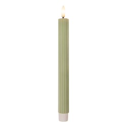 Clayre & Eef Set di 2 candele da cena a LED Ø 2x25 cm Verde Cera