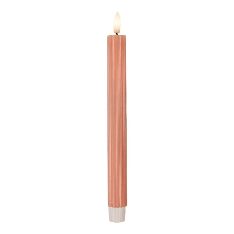 Clayre & Eef Set di 2 candele da cena a LED Ø 2x25 cm Rosa Cera