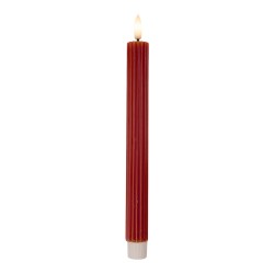 Clayre & Eef Set di 2 candele da cena a LED Ø 2x25 cm Rosso Cera