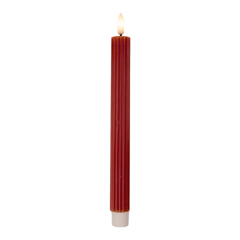 Clayre & Eef Lot de 2 bougies LED de dîner Ø 2x25 cm Rouge Cire