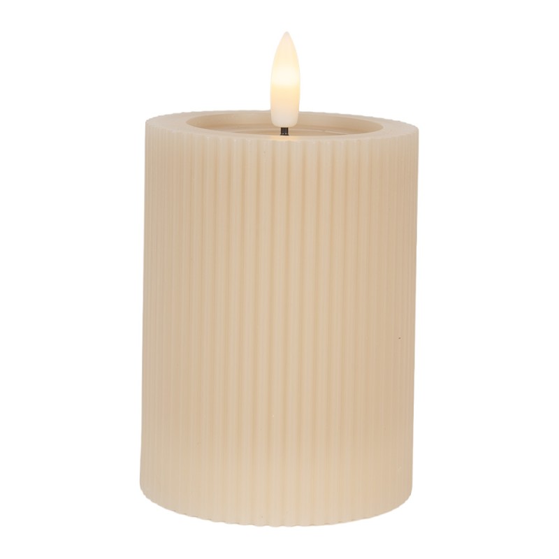 Clayre & Eef Candela LED 8x13 cm Beige Cera