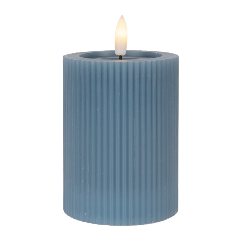 Clayre & Eef Bougie LED 8x13 cm Bleu Cire