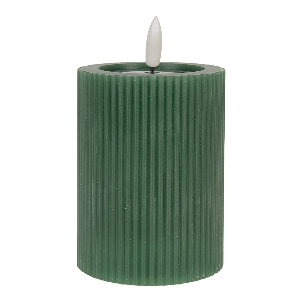 Clayre&Eef LED KaarsØ 8x13 cm Groen Wax afbeelding