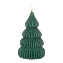 Clayre & Eef Candela LED Albero di Natale Ø 8x17 cm Verde Cera