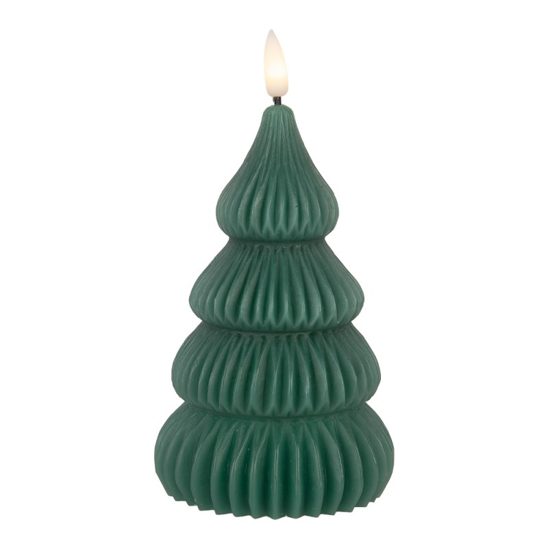 Clayre & Eef Candela LED Albero di Natale Ø 8x17 cm Verde Cera